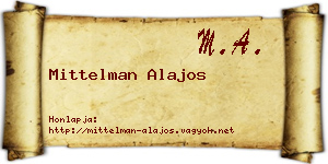 Mittelman Alajos névjegykártya